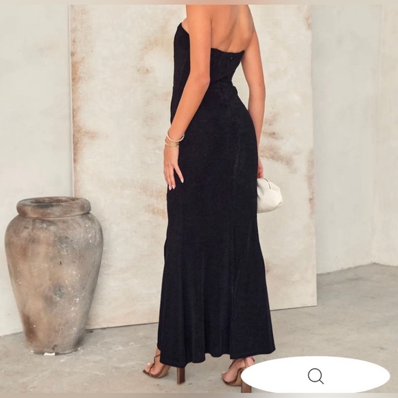 STRAPLESS TRUMPET MAXI DRESS - BLACK - S - Picture 6 of 6